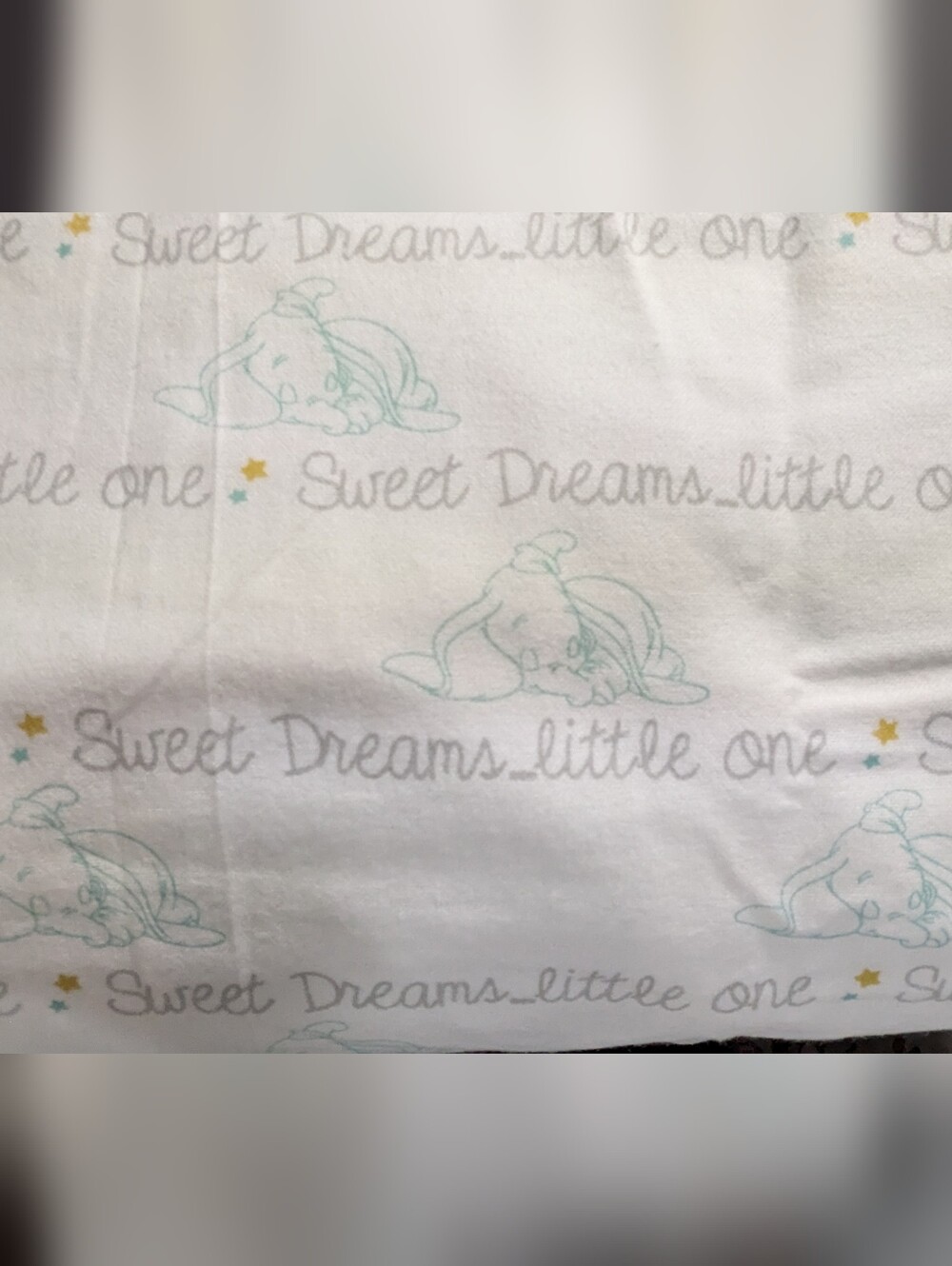 Disney Dumbo Baby Elephant Sweet Dreams Flannel Fabric Remnant 42"W x 22"L